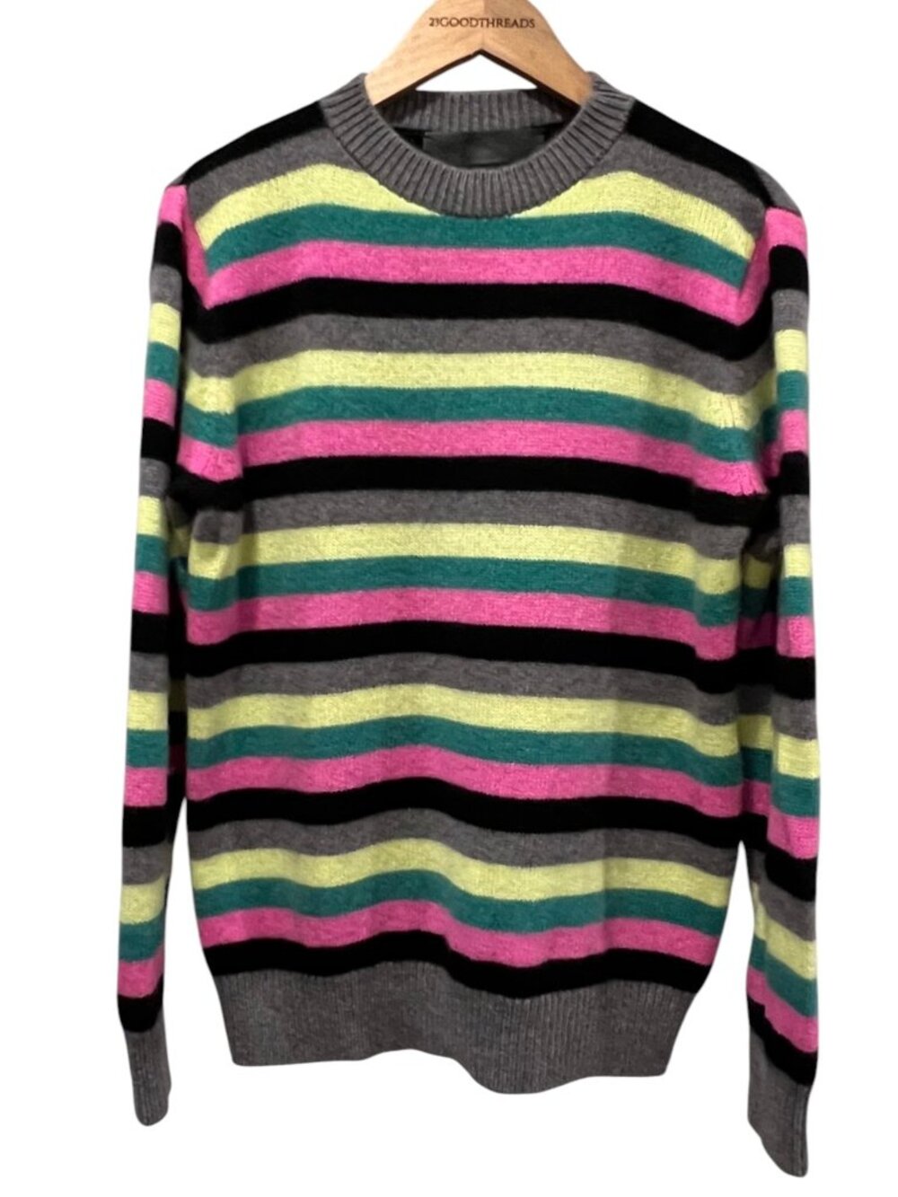 The Elder Statesman Striped Cashmere Crew Sweater, Unisex, M
